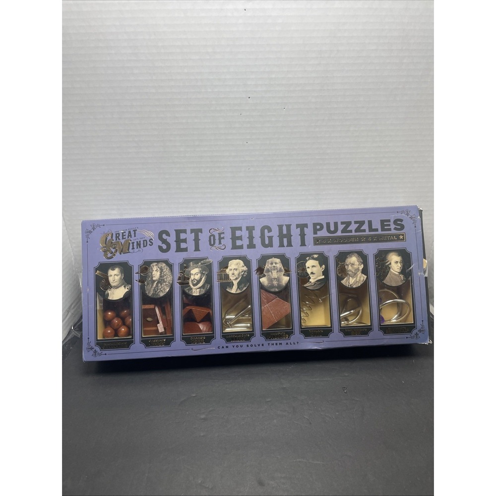 Professor Puzzle's Great Minds Set Of Eight Puzzles 4 Wooden 4 Metal